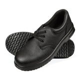 Comfort Grip Black Leather Slip-On Safety Shoes